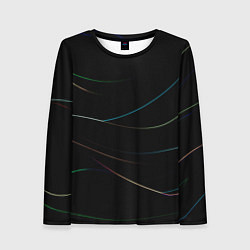 Женский лонгслив Чёрный с неоновыми полосами