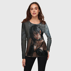 Лонгслив женский Азиатская брюнетка в рваном белье, цвет: 3D-принт — фото 2