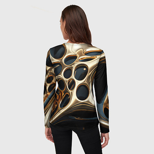 Женский лонгслив Черно-золотая абстракция / 3D-принт – фото 4