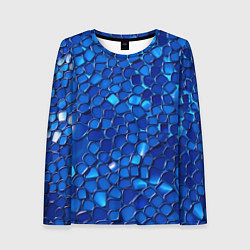 Лонгслив женский Блестящие синие отражения, цвет: 3D-принт