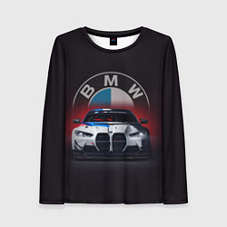Лонгслив женский BMW на красном фоне, цвет: 3D-принт