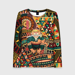 Лонгслив женский Кот самурай - Айко, цвет: 3D-принт