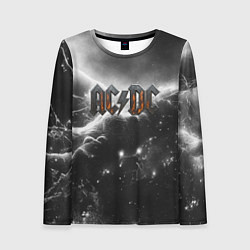 Лонгслив женский ACDC металлический лого черно-белая текстура, цвет: 3D-принт