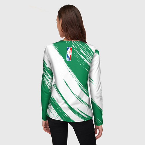 Женский лонгслив Boston Celtics white and green / 3D-принт – фото 4