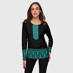 Лонгслив женский Обережная вязь - вышиванка, цвет: 3D-принт — фото 2