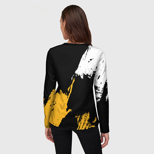 Женский лонгслив Бостон Брюинз - разлитая краска / 3D-принт – фото 4