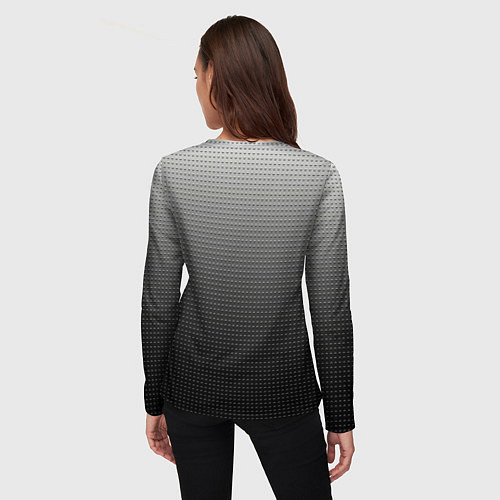 Женский лонгслив Градиент металлический тёмно-серый / 3D-принт – фото 4