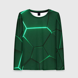 Женский лонгслив Зеленые плиты с неоном