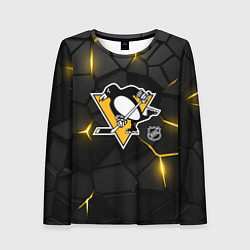 Лонгслив женский Питтсбург Пингвинз - плиты с подсветкой, цвет: 3D-принт