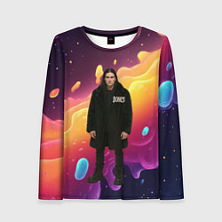 Лонгслив женский Bones во весь рост в черной одежде, цвет: 3D-принт