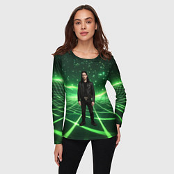 Лонгслив женский Bones в зеленом полигоне, цвет: 3D-принт — фото 2