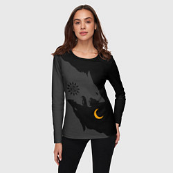 Лонгслив женский Мистические волки ночи и дня - тату, цвет: 3D-принт — фото 2