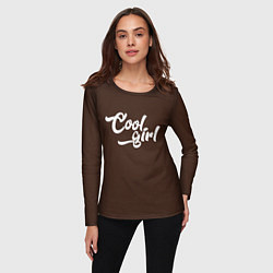 Лонгслив женский Классная девчонка - коричневый, цвет: 3D-принт — фото 2