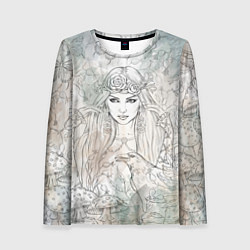 Женский лонгслив Готическая ведьма с вороном