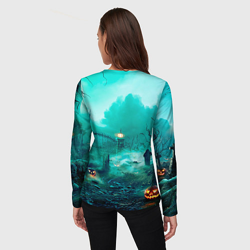 Женский лонгслив Bones в стиле хоррор куклы / 3D-принт – фото 4
