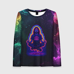 Лонгслив женский Bones медитация в космосе, цвет: 3D-принт
