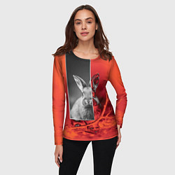 Лонгслив женский Хмурый кролик, цвет: 3D-принт — фото 2