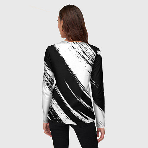 Женский лонгслив Тампа Бэй Лайтнинг - черная краска / 3D-принт – фото 4