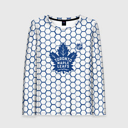 Лонгслив женский Торонто Мейпл Лифс - белые соты, цвет: 3D-принт
