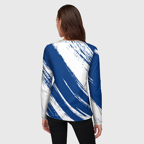 Женский лонгслив Торонто Мейпл Лифс - брызги синей краски / 3D-принт – фото 4