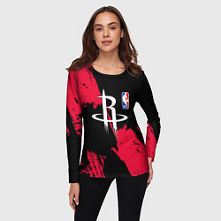 Лонгслив женский Хьюстон Рокетс - брызги краски, цвет: 3D-принт — фото 2