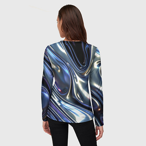 Женский лонгслив Серебро жидкий металл / 3D-принт – фото 4