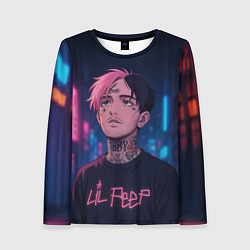 Лонгслив женский LiL Peep - Неоновый аниме арт, цвет: 3D-принт