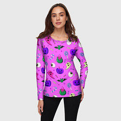 Лонгслив женский Halloween pink, цвет: 3D-принт — фото 2