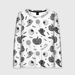 Лонгслив женский Halloween grey and white, цвет: 3D-принт