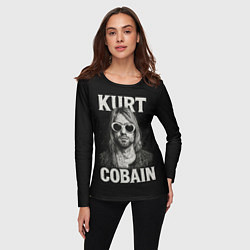 Лонгслив женский Курт Кобейн - гранж-арт, цвет: 3D-принт — фото 2