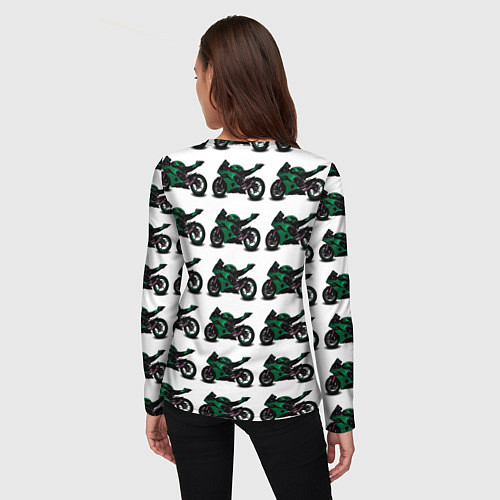 Женский лонгслив Motorbike dark green / 3D-принт – фото 4