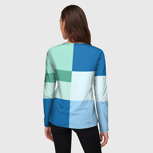 Женский лонгслив Мятное небо колор-блок / 3D-принт – фото 4