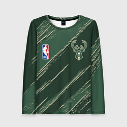 Лонгслив женский Милуоки Бакс - линии с потертостями, цвет: 3D-принт