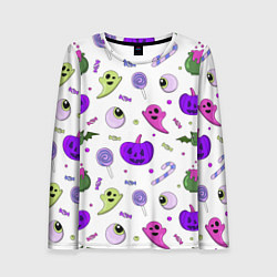 Женский лонгслив Halloween purple pumpkin pattern