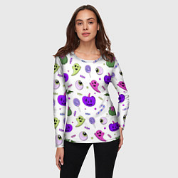 Лонгслив женский Halloween purple pumpkin pattern, цвет: 3D-принт — фото 2