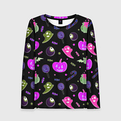 Женский лонгслив Halloween pink black pumpkin