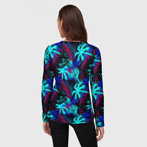 Женский лонгслив Palm blue light blue / 3D-принт – фото 4