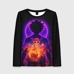 Лонгслив женский Ванпис - неоновый Луффи, цвет: 3D-принт