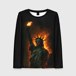 Лонгслив женский Статуя свободы в огне, цвет: 3D-принт