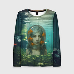 Лонгслив женский Леди Гага под водой в аквариуме, цвет: 3D-принт
