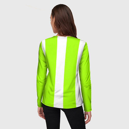 Женский лонгслив Color light green white stripes / 3D-принт – фото 4