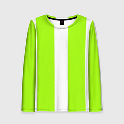Лонгслив женский Color light green white stripes, цвет: 3D-принт