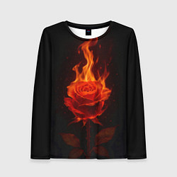 Лонгслив женский Flaming rose, цвет: 3D-принт