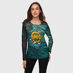 Лонгслив женский Штурвал ВМФ на морском дне, цвет: 3D-принт — фото 2