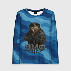 Лонгслив женский ВМФ медведь, цвет: 3D-принт