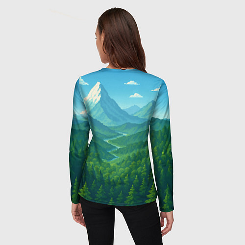 Женский лонгслив Горный пейзаж - пиксель арт / 3D-принт – фото 4