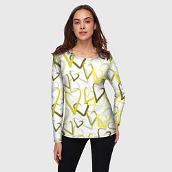 Лонгслив женский Зеленые сердца, цвет: 3D-принт — фото 2
