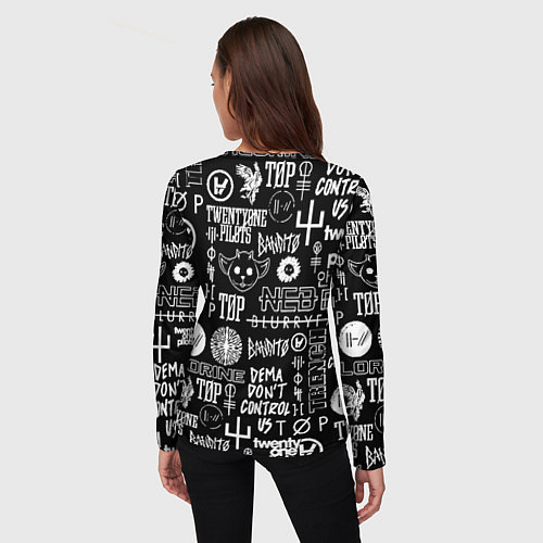 Женский лонгслив Twenty one pilots rock logo / 3D-принт – фото 4