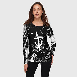 Лонгслив женский Doom белые краски штрихи, цвет: 3D-принт — фото 2