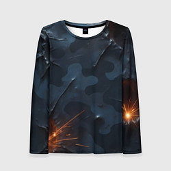 Женский лонгслив Камуфляжная текстура с дырами